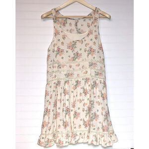 Vtg Y2K shift dress size Large floral sleeveless Mudd cottagecore lace babydoll